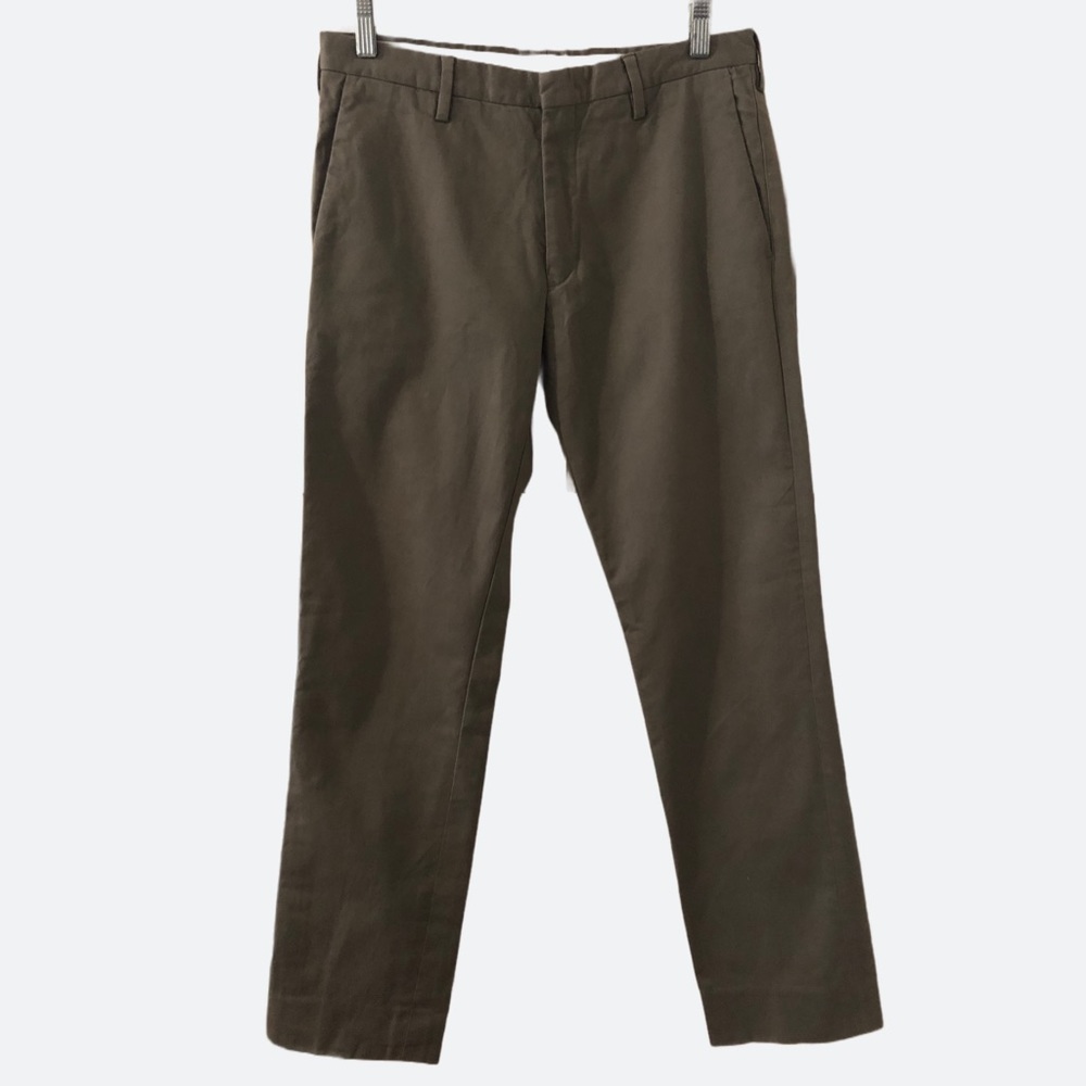 Paul Smith Mens Olive Gray Slim Fit Cotton Suit Trousers / Pants